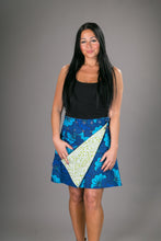 Reversible A Line Blue Green Floral Print with Pocket