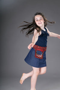 Childrens Reversible Cotton Denim Skirt Green
