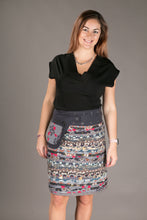 Reversible Cotton Skirt Grey Patch Blue Print with Pocket