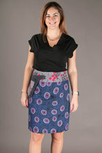 Reversible Cotton Skirt Grey Patch Blue Print with Pocket