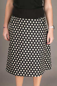 Reversible Midi Skirt Black Floral Polka Print with Pockets