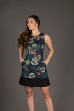 60s Style Cotton Dress Black Aloha Print with Pockets