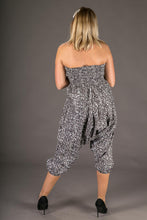 Black Splatter Print Cotton Harem Yoga Jumpsuit Pants
