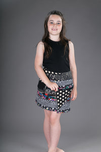 Childrens Reversible Cotton Skirt Black White
