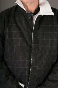Black Wool Mens Winter Jacket Shearling Lining