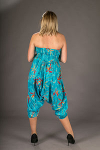 Blue Chilli Floral Print Cotton Harem Yoga Jumpsuit Pants