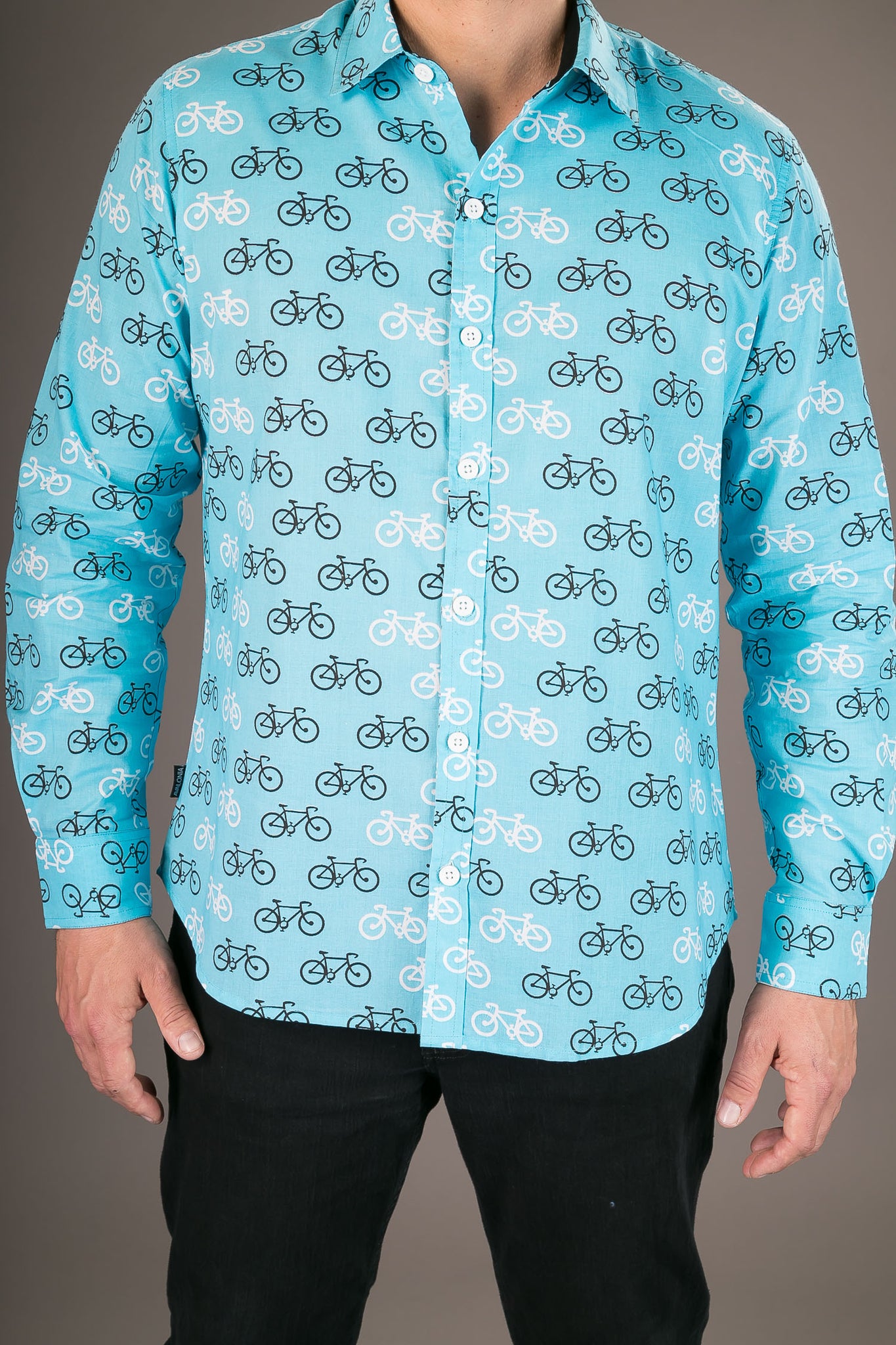 bicycle print dress shirt Men's regular fit shirt with bike print