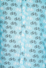Blue Bicycle Print Cotton Slim Fit Shirt