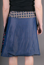 Reversible Cotton Denim Skirt Red Blue Print with Pocket