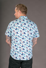 Fish Diver Print Cotton Slim and Regular Fit Mens Shirt Short Sleeve
