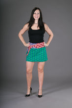 Reversible Cotton Skirt Green Purple Print with Pocket