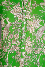 Green Peacock Flowers Print Cotton Slim and Regular Fit Mens Shirt Short Sleeve