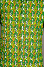 Green Horse Warrior Print Cotton Slim Fit Mens Shirt Short Sleeve