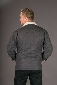 Grey Wool Mens Winter Jacket Shearling Lining