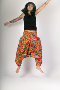 Orange Print Cotton Hareem Yoga Jumpsuit Pants - Avalonia, Avalonia - Avalonia