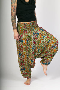 Green Floral Print Cotton Hareem Yoga Jumpsuit Pants - Avalonia, Avalonia - Avalonia