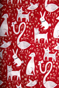 Red Rabbit Dog Swan Print Cotton Slim Fit Mens Shirt Long Sleeve
