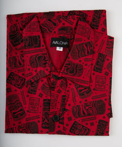 Red Totem Aztec Print Cotton Slim Fit Mens Shirt Long Sleeve