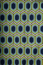 Blue Yellow Green Geometric Print Cotton Slim and Regular Fit Mens Shirt Long Sleeve