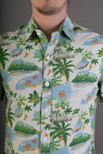 Beach Tropical Island Hawaiian Palm Tree Print Cotton Slim Fit Mens Shirt Short Sleeve