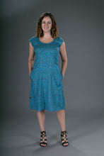 Summer Cotton Dress Blue Floral Print