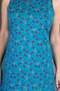 Cotton Dress Blue Floral Print with Pockets