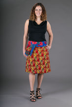Reversible Cotton Corduroy Skirt Red Floral Tartan Print with Pocket