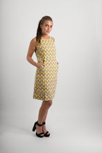 Cotton Dress Grey Yellow Print with Pockets - Avalonia, Avalonia - Avalonia