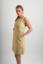 Cotton Dress Grey Yellow Print with Pockets - Avalonia, Avalonia - Avalonia