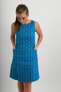 Cotton Dress Bue Print with Pockets - Avalonia, Avalonia - Avalonia
