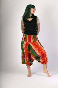 Red Green Print Cotton Hareem Yoga Jumpsuit Pants - Avalonia, Avalonia - Avalonia