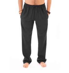 Mens Black Trousers Cotton Yoga Casual Elasticated Draw String Waist  Pockets - Avalonia, Avalonia - Avalonia