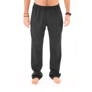Mens Black Trousers Cotton Yoga Casual Elasticated Draw String Waist  Pockets - Avalonia, Avalonia - Avalonia