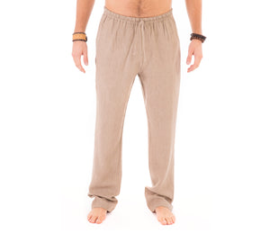 Mens Brown Trousers Cotton Yoga Casual Elasticated Waist Draw String Pockets - Avalonia, Avalonia - Avalonia