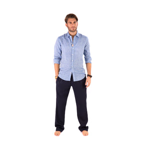 Mens Blue Trousers Cotton Yoga Casual Elasticated Draw String Waist  Pockets - Avalonia, Avalonia - Avalonia