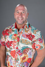 Floral Print Cotton Slim and Regular Fit Mens Hawaiian Shirt Short Sleeve