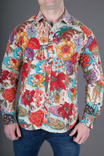 Floral Print Cotton Slim Fit Mens Shirt Long Sleeve
