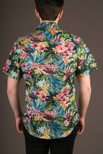 Multi Colour Jungle Print Cotton Slim Fit Mens Shirt Short Sleeve
