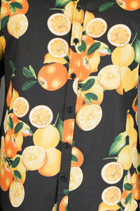 Oranges Black Print Cotton Slim Fit Mens Shirt Long Sleeve