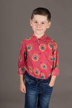 Boys Cotton Pink peacock Feather Long Sleeve Shirt
