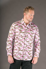 Camouflage Pink Print Cotton Slim Fit Mens Shirt Long Sleeve