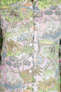 Animal Jungle Pink Print Cotton Slim Fit Womens Shirt Long Sleeve