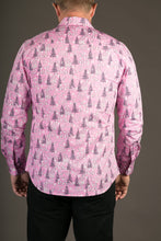 Polar Bear Pink Print Cotton Slim Fit Mens Shirt Long Sleeve