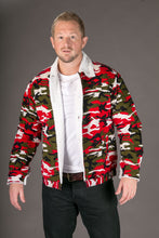Camouflage Print Corduroy Cotton Mens Winter Jacket Shearling Lining