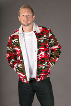Camouflage Print Corduroy Cotton Mens Winter Jacket Shearling Lining