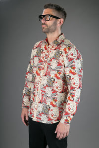 Red Lion Tiger Print Cotton Slim and Regular Fit Mens Shirt Long Sleeve