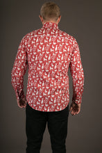 Red Rabbit Dog Swan Print Cotton Slim Fit Mens Shirt Long Sleeve