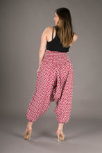 Red Denim Cotton Harem Yoga Jumpsuit Pants