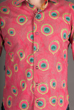 Reversible Floral Peacock Print Cotton Slim Fit Shirt