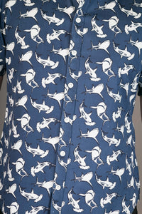 Sharks Grey Cotton Twill Slim Fit Mens Shirt Short Sleeve